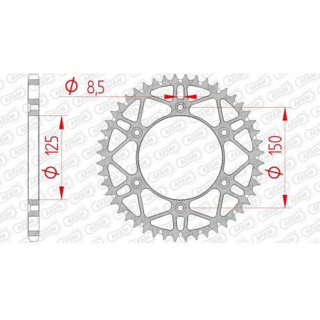 Couronne AFAM 52 dents acier anti-boue pas 520 type 71304SLK