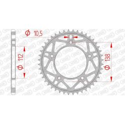 Couronne AFAM 42 dents acier pas 520 type 12817 Yamaha YZF-R1