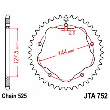 Couronne JT SPROCKETS 39 dents acier standard pas 525 type 752