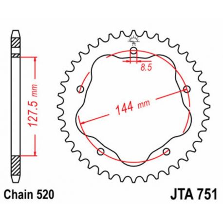 Couronne JT SPROCKETS 42 dents acier type 751 Ducati