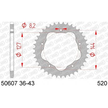 Couronne AFAM 41 dents acier pas 520 type 50607