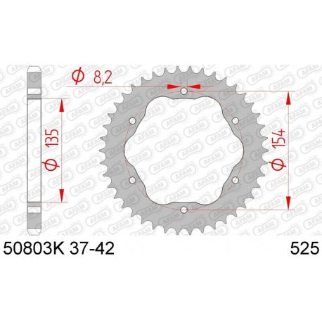 Couronne AFAM 39 dents acier pas 525 type 50803K