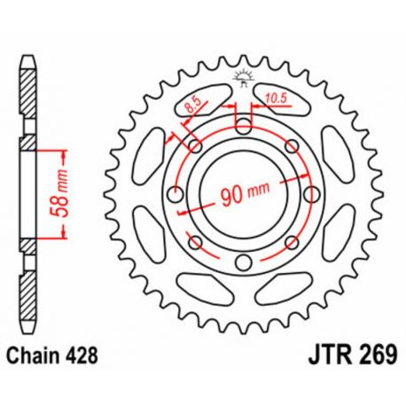 Couronne JT SPROCKETS 47 dents acier pas 428 type 269