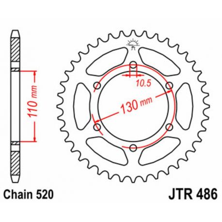 Couronne JT SPROCKETS 42 dents acier pas 520 type 486