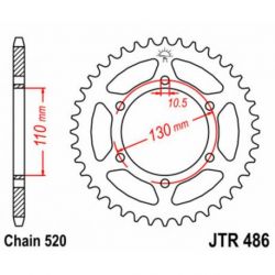 Couronne JT SPROCKETS 45 dents acier pas 520 type 486