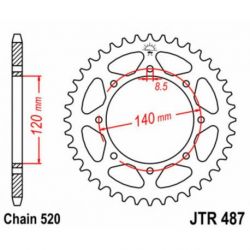 Couronne JT SPROCKETS 44 dents acier pas 520 type 487