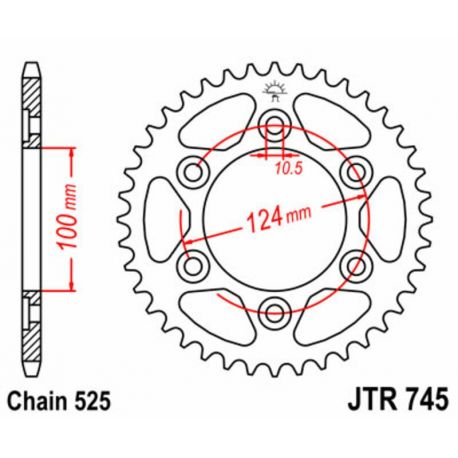 Couronne JT SPROCKETS 42 dents acier pas 525 type 745