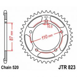 Couronne JT SPROCKETS 39 dents acier pas 520 type 823