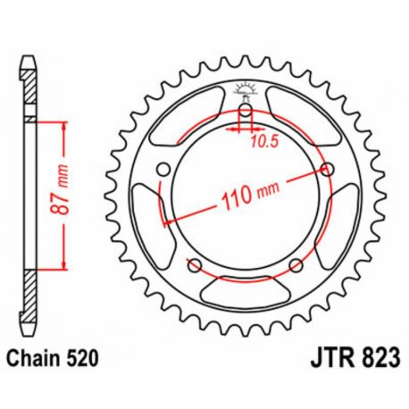 Couronne JT SPROCKETS 39 dents acier pas 520 type 823