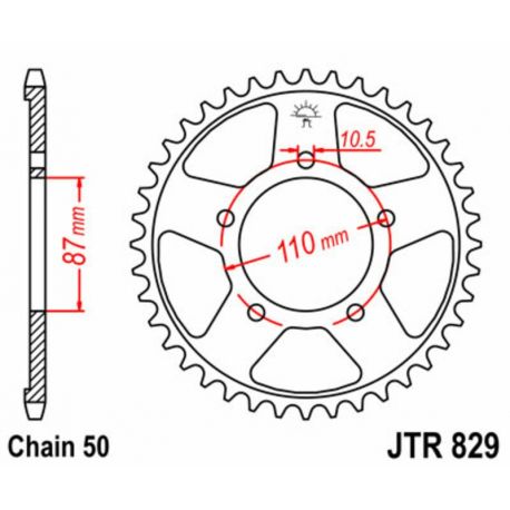 Couronne JT SPROCKETS 45 dents acier pas 530 type 829