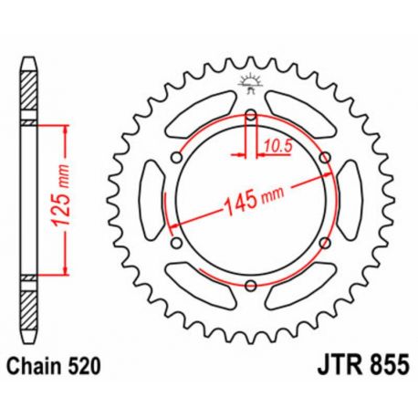 Couronne JT SPROCKETS 47 dents acier pas 520 type 855