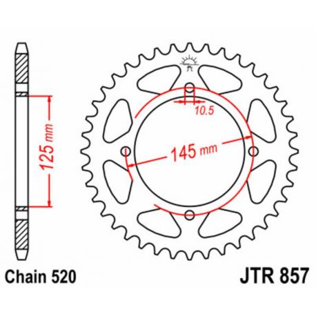 Couronne JT SPROCKETS 45 dents acier pas 520 type 857