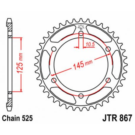 Couronne JT SPROCKETS 42 dents acier pas 525 type 867