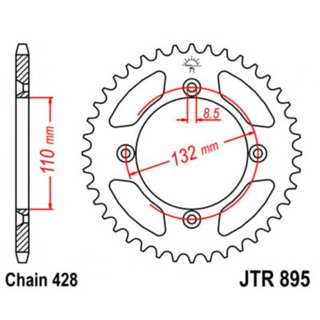 Couronne JT SPROCKETS 46 dents acier pas 428 type 895