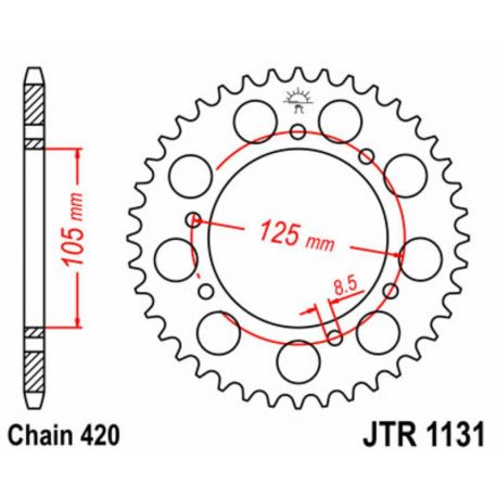 Couronne JT SPROCKETS 53 dents acier pas 420 type 1131