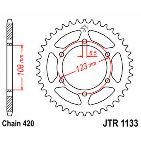 Couronne JT SPROCKETS 52 dents acier pas 420 type 1133