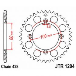 Couronne JT SPROCKETS 50 dents acier pas 428 type 1204