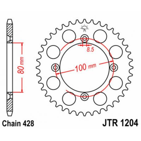 Couronne JT SPROCKETS 50 dents acier pas 428 type 1204