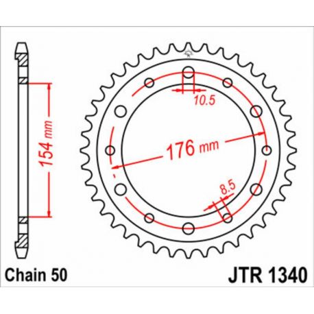 Couronne JT SPROCKETS 44 dents acier pas 530 type 1340