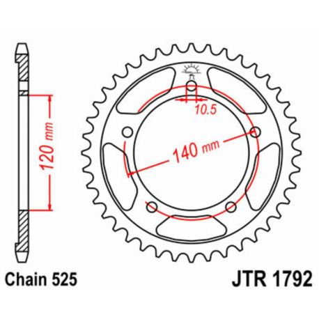 Couronne JT SPROCKETS 42 dents acier pas 525 type 1792