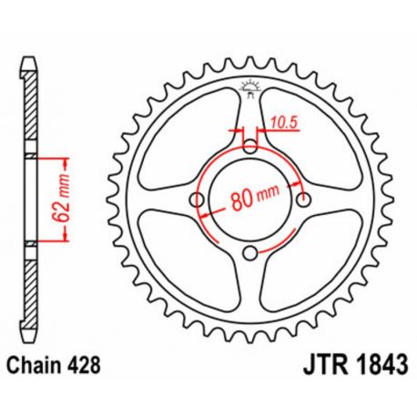 Couronne JT SPROCKETS 53 dents acier pas 428 type 1843