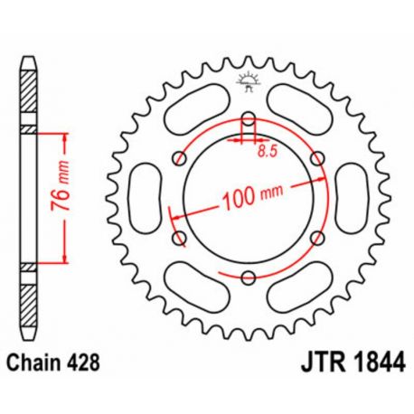 Couronne JT SPROCKETS 48 dents acier pas 428 type 1844