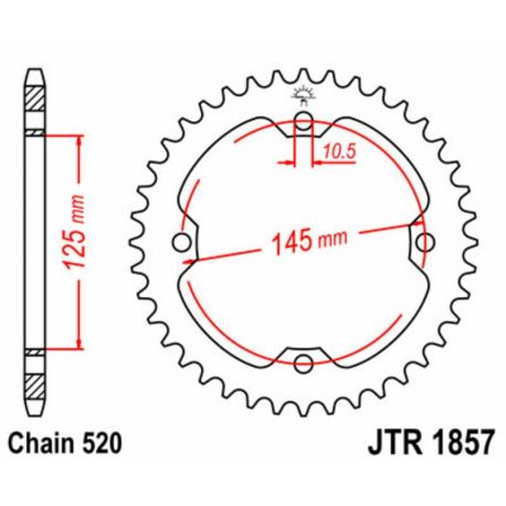 Couronne JT SPROCKETS 45 dents acier pas 520 type 1857