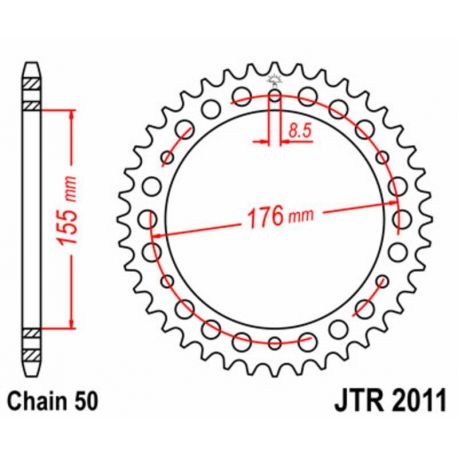 Couronne JT SPROCKETS 43 dents acier pas 530 type 2011