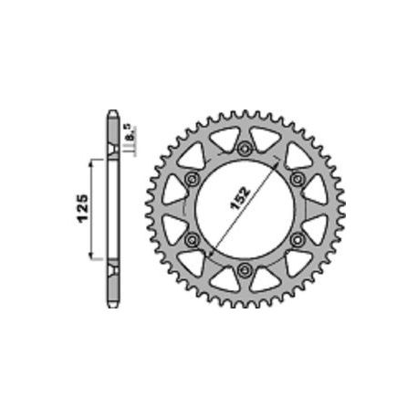 Couronne PBR 49 dents alu ultra-light pas 520 type 4649