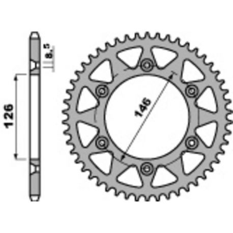 Couronne PBR 50 dents acier standard pas 520 type 808