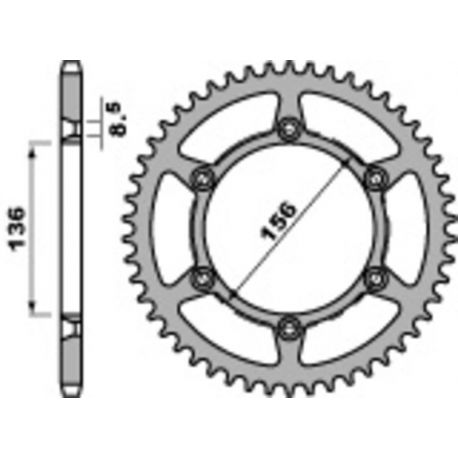 Couronne PBR 45 dents acier standard pas 520 type 820