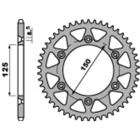 Couronne PBR 42 dents acier standard pas 520 type 899