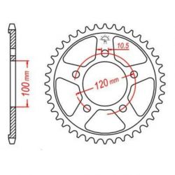 Couronne JT SPROCKETS 44 dents acier pas 525 type 702 Aprilia Shiver 750