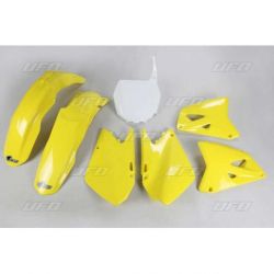 Kit plastique UFO couleur origine jaune/blanc Suzuki RM125/250