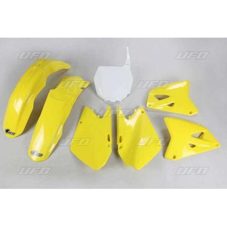 Kit plastique UFO couleur origine jaune/blanc Suzuki RM125/250