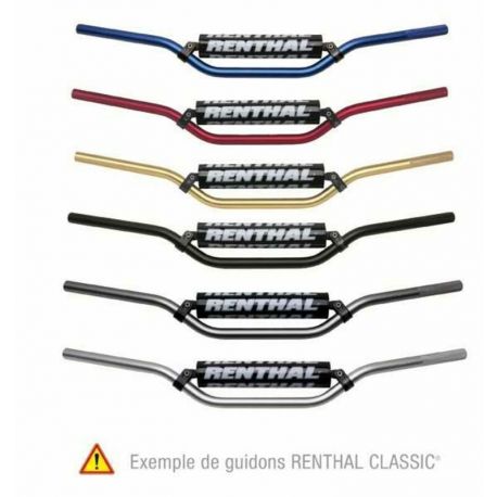 Guidon Ø22,2mm avec barre RENTHAL Classic Mini MX noir/mousse noire