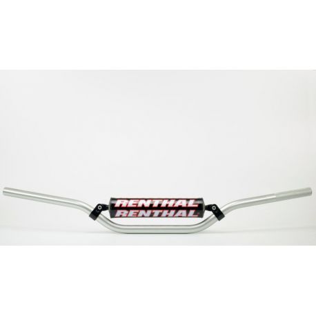 Guidon Ø22,2mm avec barre RENTHAL Classic Replica Ricky Carmichael argent/mousse noire