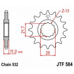 Pignon JT SPROCKETS 17 dents acier pas 532 type 584