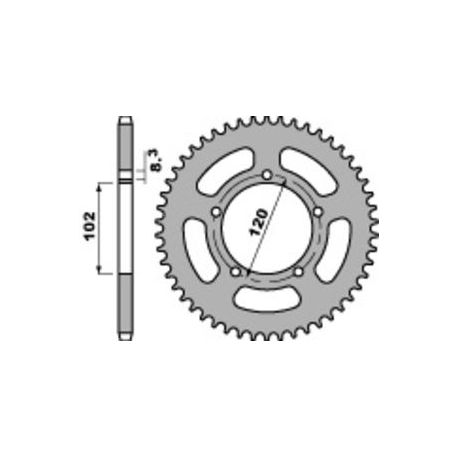 Couronne PBR 47 dents acier pas 420 type 4373