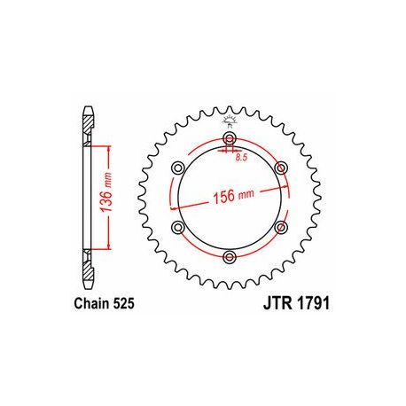 Couronne JT SPROCKETS 43 dents acier pas 525 type 1791