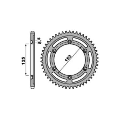 Couronne PBR 54 dents acier pas 428 type 4547