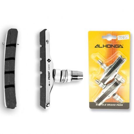 Jeu de plaquettes de frein ALHONGA avec porte-plaquettes en alliage argenté type Shimano XTR