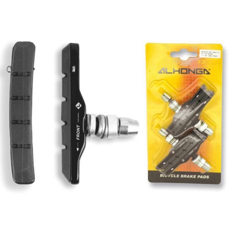 Jeu de plaquettes de frein ALHONGA avec porte-plaquettes en alliage noir type Shimano XTR