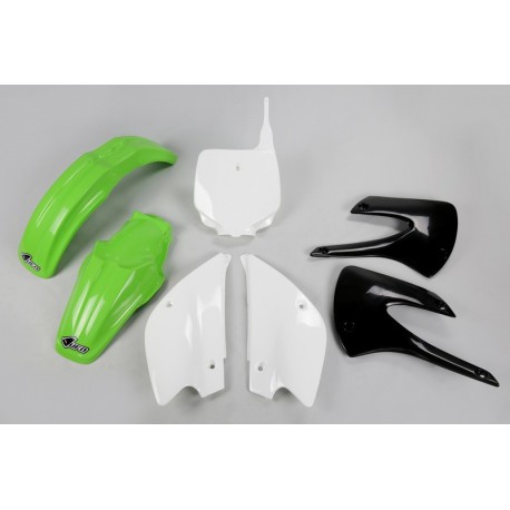 Kit plastique UFO couleur origine (2010) restylé vert/noir/blanc Kawasaki KX85